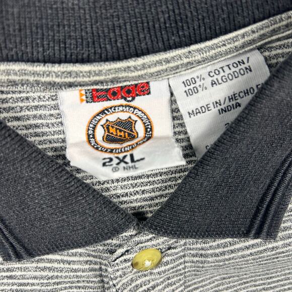 Vintage Detroit Redwings Polo Shirt Men's 2XL XXL Gray Striped 1990s Sportswear - Picture 4 of 5